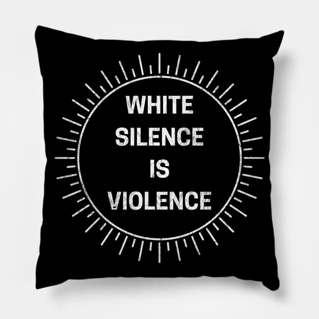 White Silence Is Violence Pillow by CF.LAB.DESIGN