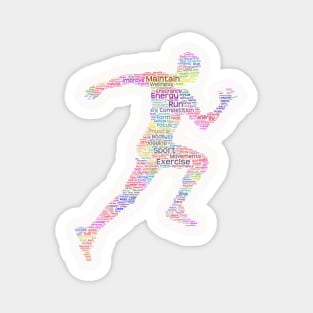 Runner Sport Silhouette Shape Text Word Cloud Magnet