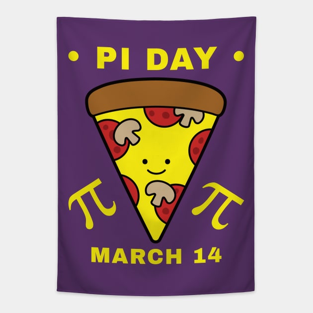 Pi Day March 14 Kawaii Pizza Slice Tapestry by DPattonPD