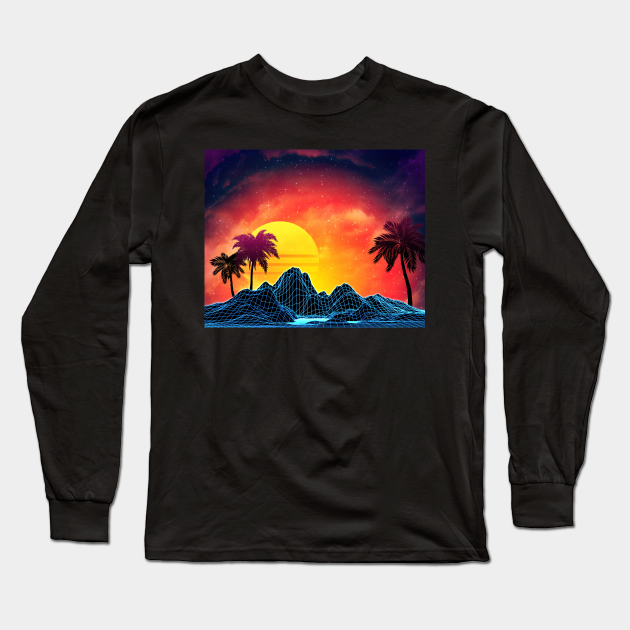 80s Aesthetic Retro Futuristic Beach Design Vaporwave Art Long Sleeve T Shirt Teepublic