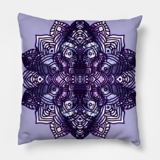 Blue/Purple Paint Pour Mandala Pillow