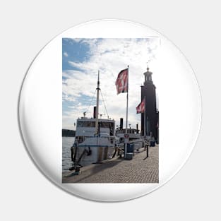 An old steamboat arrives at a pier in the Swedish capital Stockholm Pin