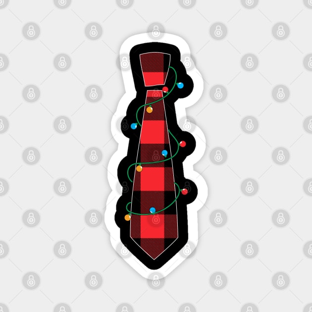 Red Buffalo Plaid Tie Christmas Lights Xmas Ugly Holiday Sweater Magnet by BadDesignCo