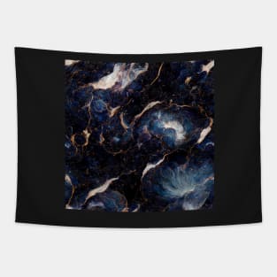 Blue gold marble pattern Tapestry