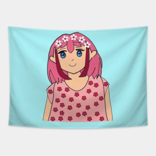 Pink Hair Anime Girl Tapestry