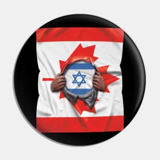 Israel Flag Canadian Flag Ripped - Gift for Isreali From Israel Pin