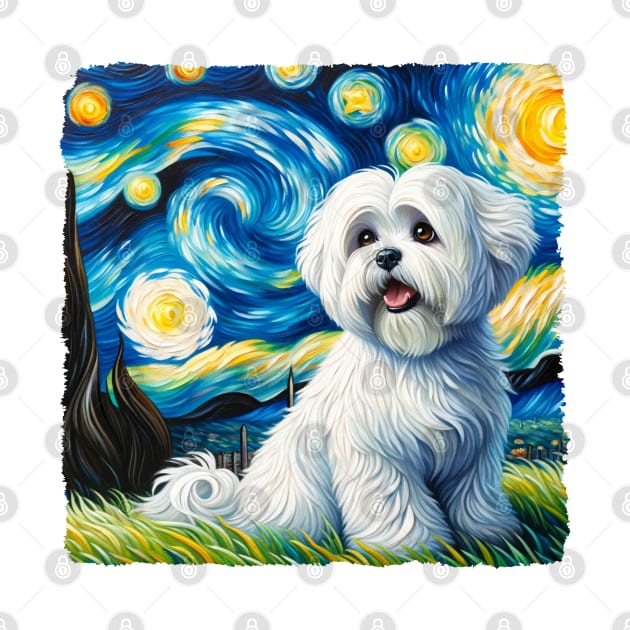 Starry Coton de Tulear Dog Portrait - Pet Portrait by starry_night