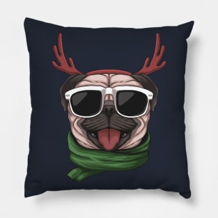 Christmas Pug Dog Pillow