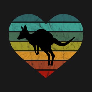 I Love Kangaroos Wallaby Retro Heart T-Shirt