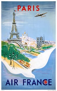 Vintage Travel Poster Paris Air France Magnet