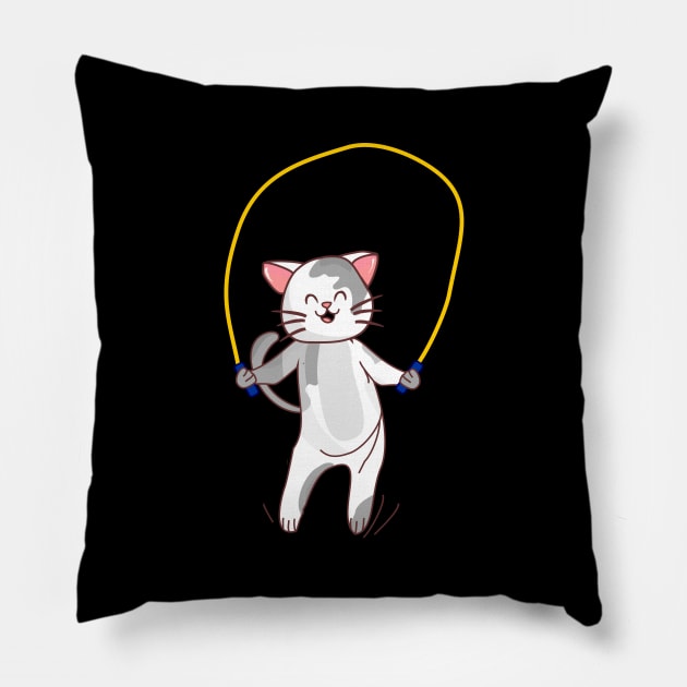 Jump rope cat Pillow by Mitalim