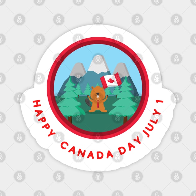 Canadian Beaver celebrates Canada Day July 01 Magnet by Mission Bear