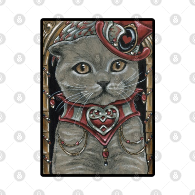 Circus Cat - Scottish Fold Cat - Black Outlined Version by Nat Ewert Art