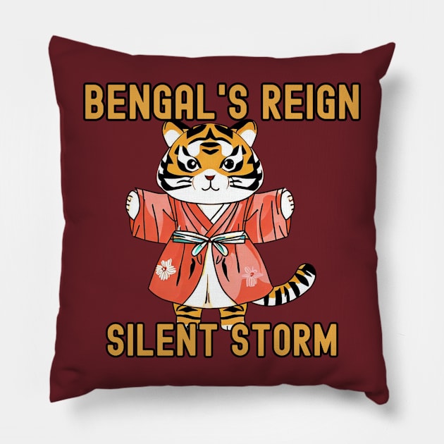 Bengal tiger reigns Pillow by Japanese Fever