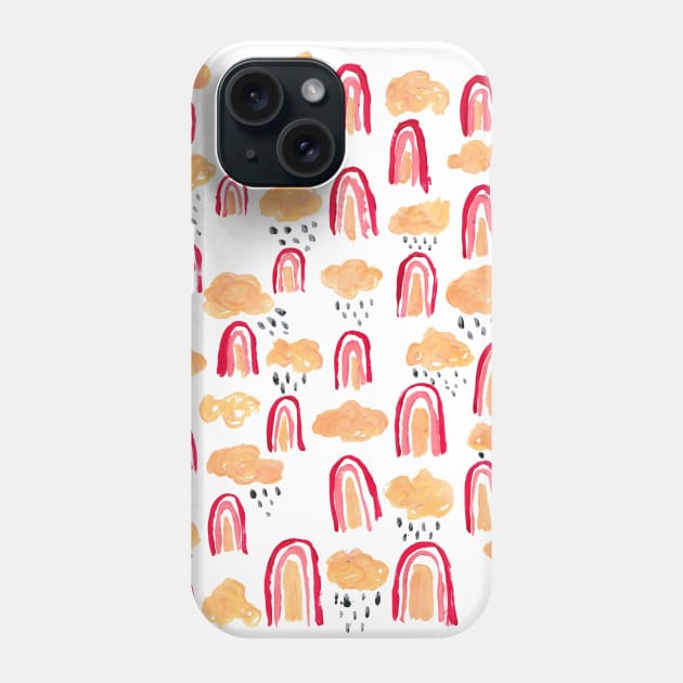 sweet rainbow, clouds and rain pattern Phone Case by mariacaballer