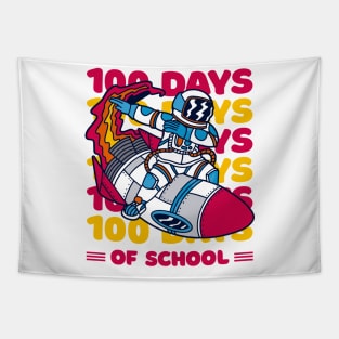 100 days of school typography featuring Astronauts dabbing on a rocket #2 Tapestry
