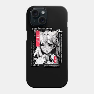 Cat Girl | gothic alternative clothing | grunge | dark | black and white Phone Case