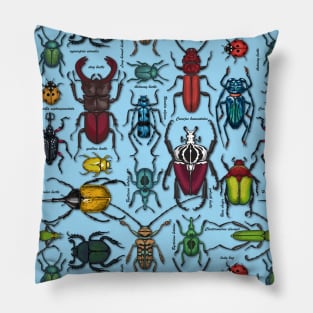 Beetles on blue Pillow