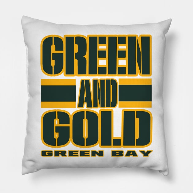 Green Bay LYFE Green and Gold GB True Football Colors! Pillow by OffesniveLine