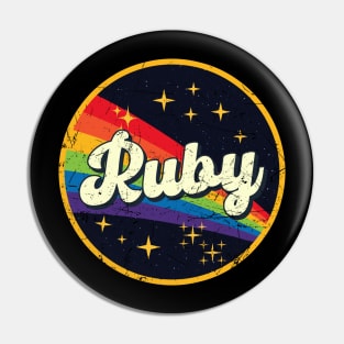 Ruby // Rainbow In Space Vintage Grunge-Style Pin