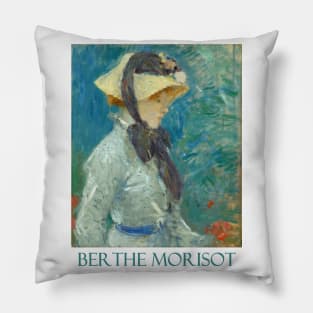 Young Woman with a Straw Hat by Berthe Morisot Pillow