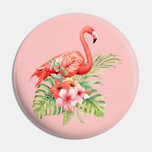 Watercolor Pink Flamingo Pin