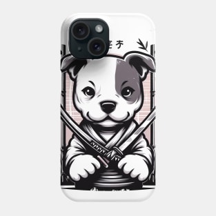 cute Pitbull katana Japanese letters forest bamboo Phone Case