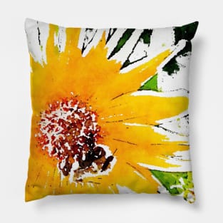 Splashy yellow floral pattern Pillow