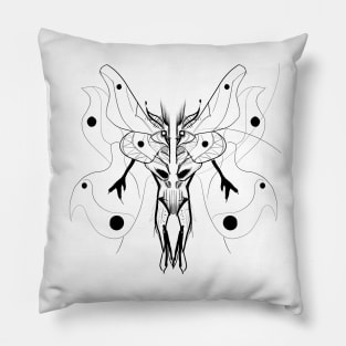 the white mothman alien monster in ecopop mexican patterns art Pillow