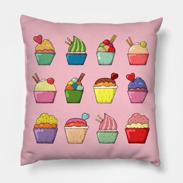 Cute Cupcake Heaven Pillow by EarlGreyTees