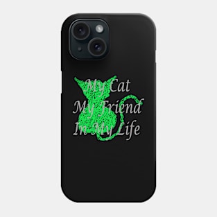 Scribble Green Cat Phone Case