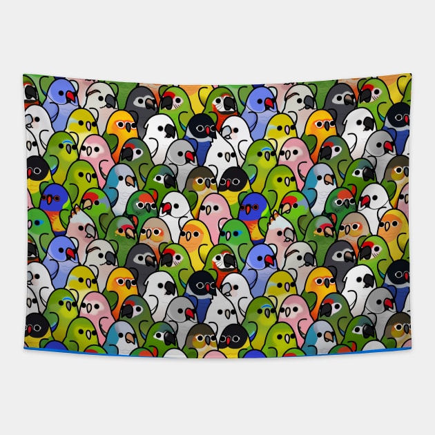 Too Many Birds!™ Bird Squad 2 Tapestry by MaddeMichael