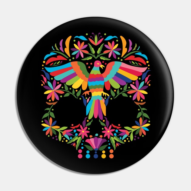 Mexican Otomí Skull Design (Black Background) Pin by Akbaly