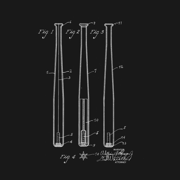 Baseball Bat Vintage Patent Drawing by TheYoungDesigns