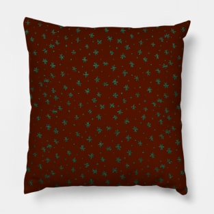 Snowflakes and dots - red and green Pillow