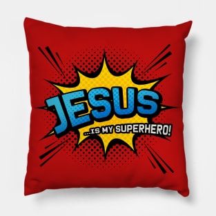 Christian Faith Gift - Jesus is my Superhero - Fun Comic Book Style Pillow