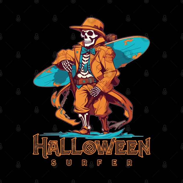 Halloween Beach Surfer Skeleton by DanielLiamGill