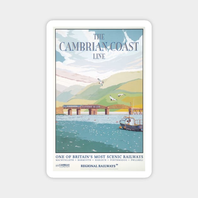 The Cambrian Coast Line - Vintage Railway Travel Poster - 1960s Magnet by BASlade93