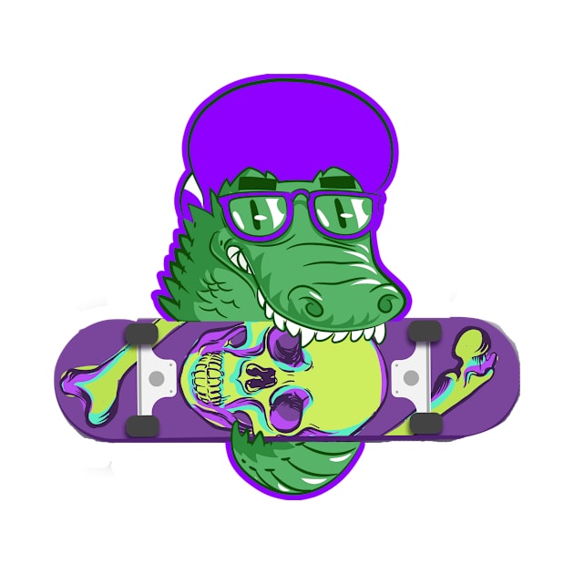 Crocodile Skateboard Skull by letnothingstopyou