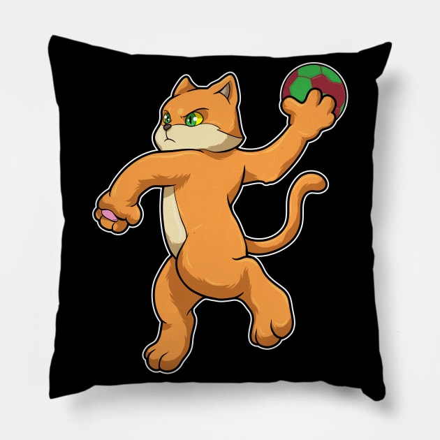 Cat at Jumping throw with Handball Pillow by Markus Schnabel