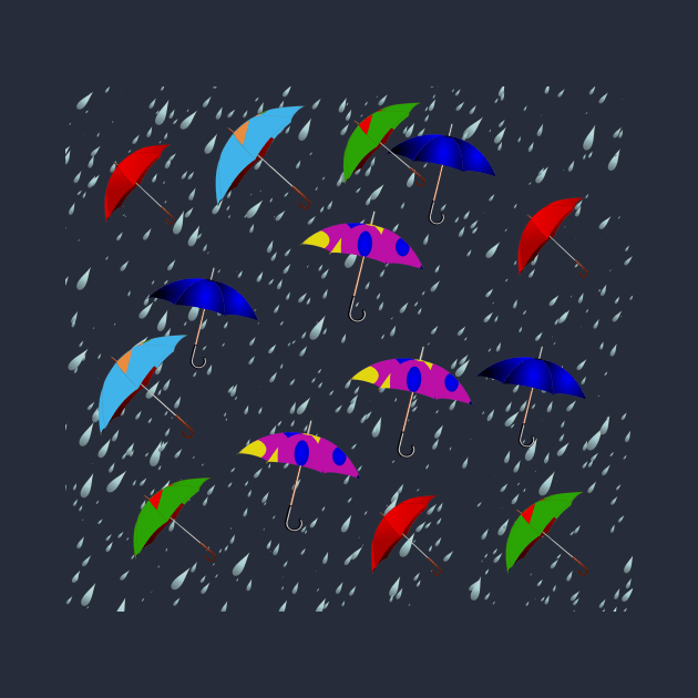 Umbrellas and Rain Pattern by PoetandChef