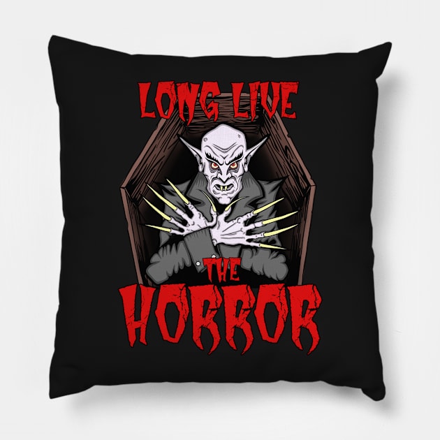 Long Live The Horror (Vampire) Pillow by RowdyPop