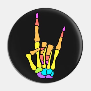 Rainbow Rock n' Roll Skeleton Hand Pin