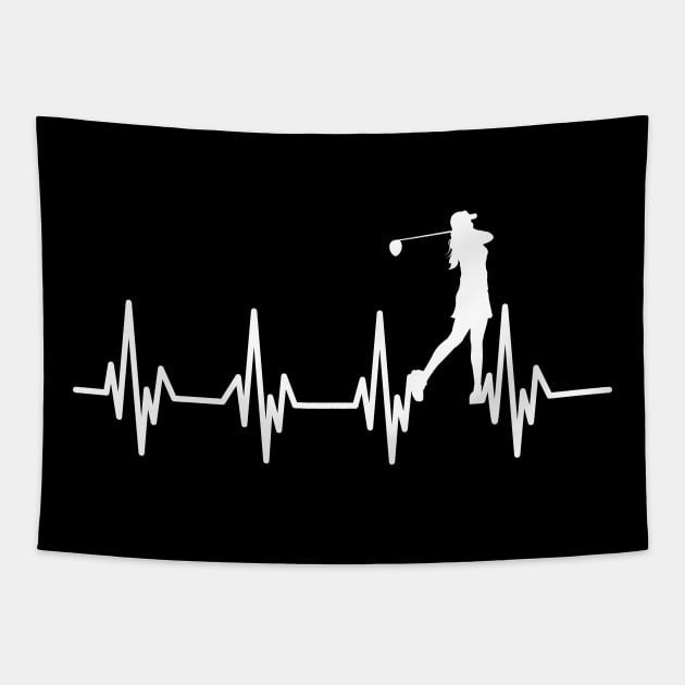 Golfer Women Heartbeat Tapestry by ArticArtac