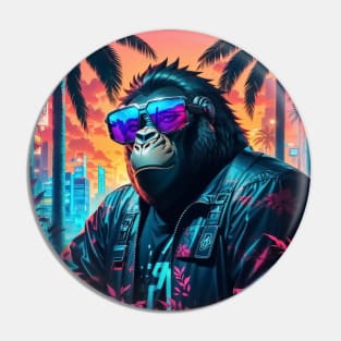 Trendy gorilla wearing sunglasses in miami beach Pin