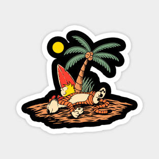 Sleeping on the beach Magnet