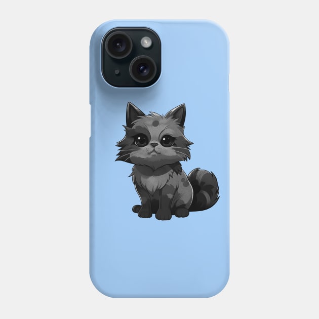 Cartoon black and white fluffy cat Phone Case by KOTYA