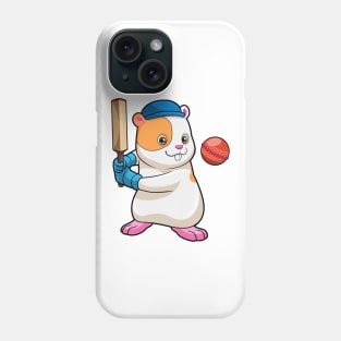 Hamster at Cricket with Cricket bat & Cap Phone Case