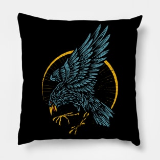 Raven hand drawn vintage Pillow