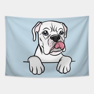 White Blue Eyed Boxer Tapestry